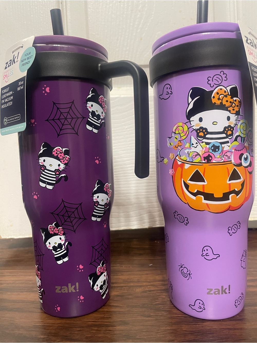 Halloween Hello Kitty Purple Travel Tumbler with Straw 30oz